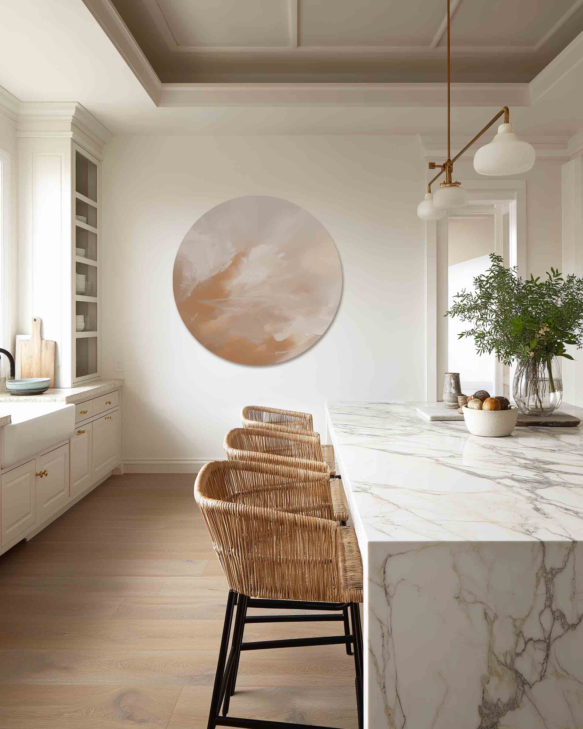 Abstracte beige en witte Muurcirkel