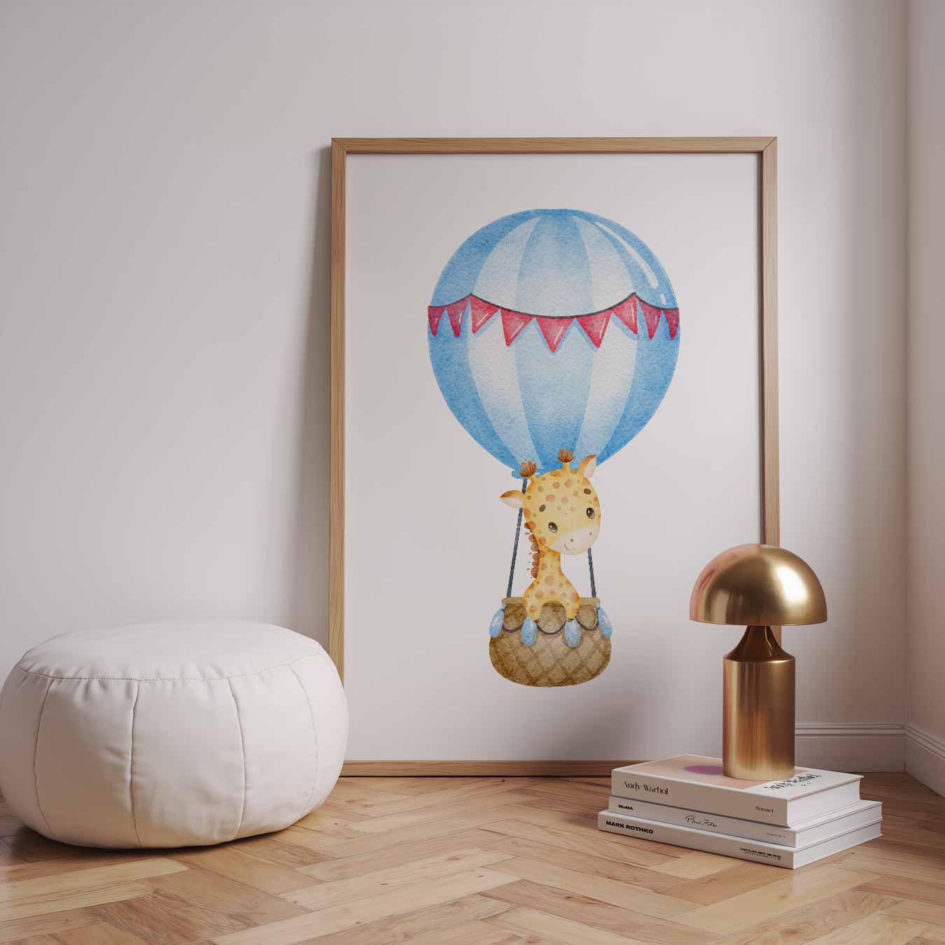 Schattige Giraffe in Luchtballon Poster-WallArtistic