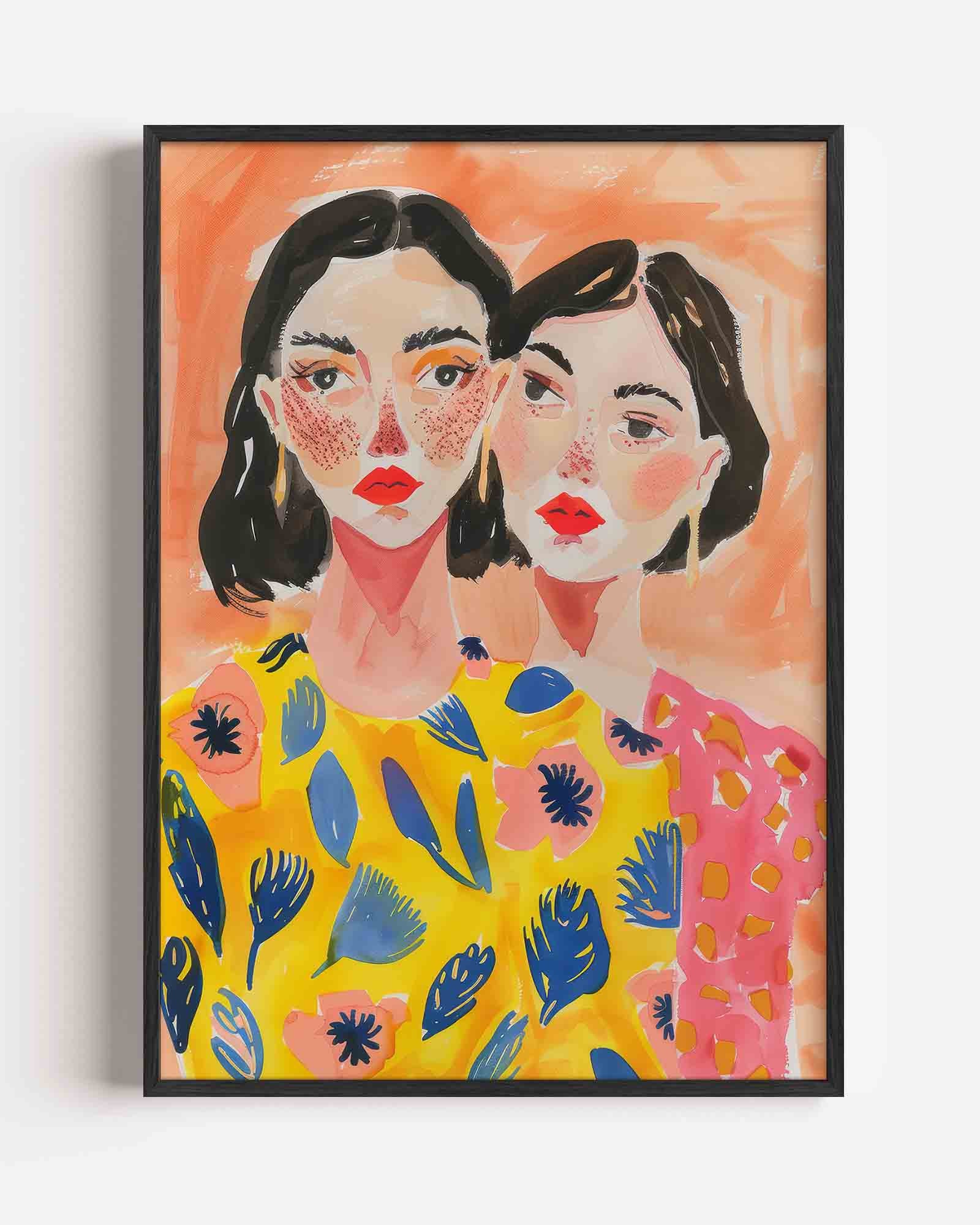 Twee vrouwen met kleurrijke kleding Poster