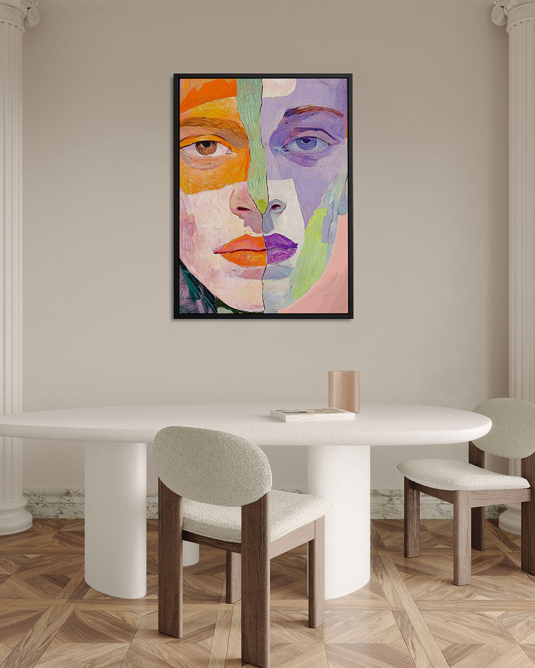 Kleurrijk gezichtsduo Kunstwerk