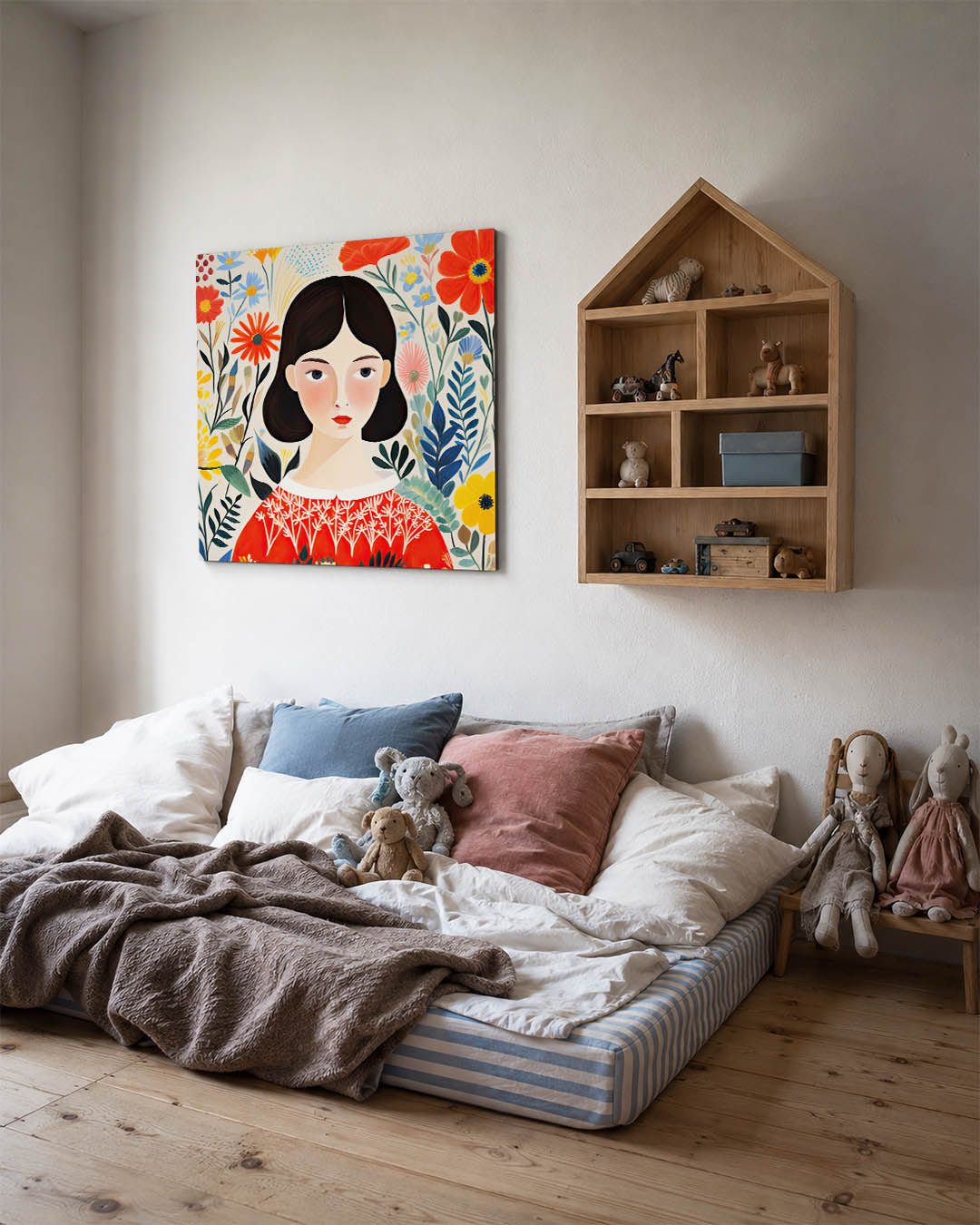 Vrouwelijk bloemenportret Kunstwerk