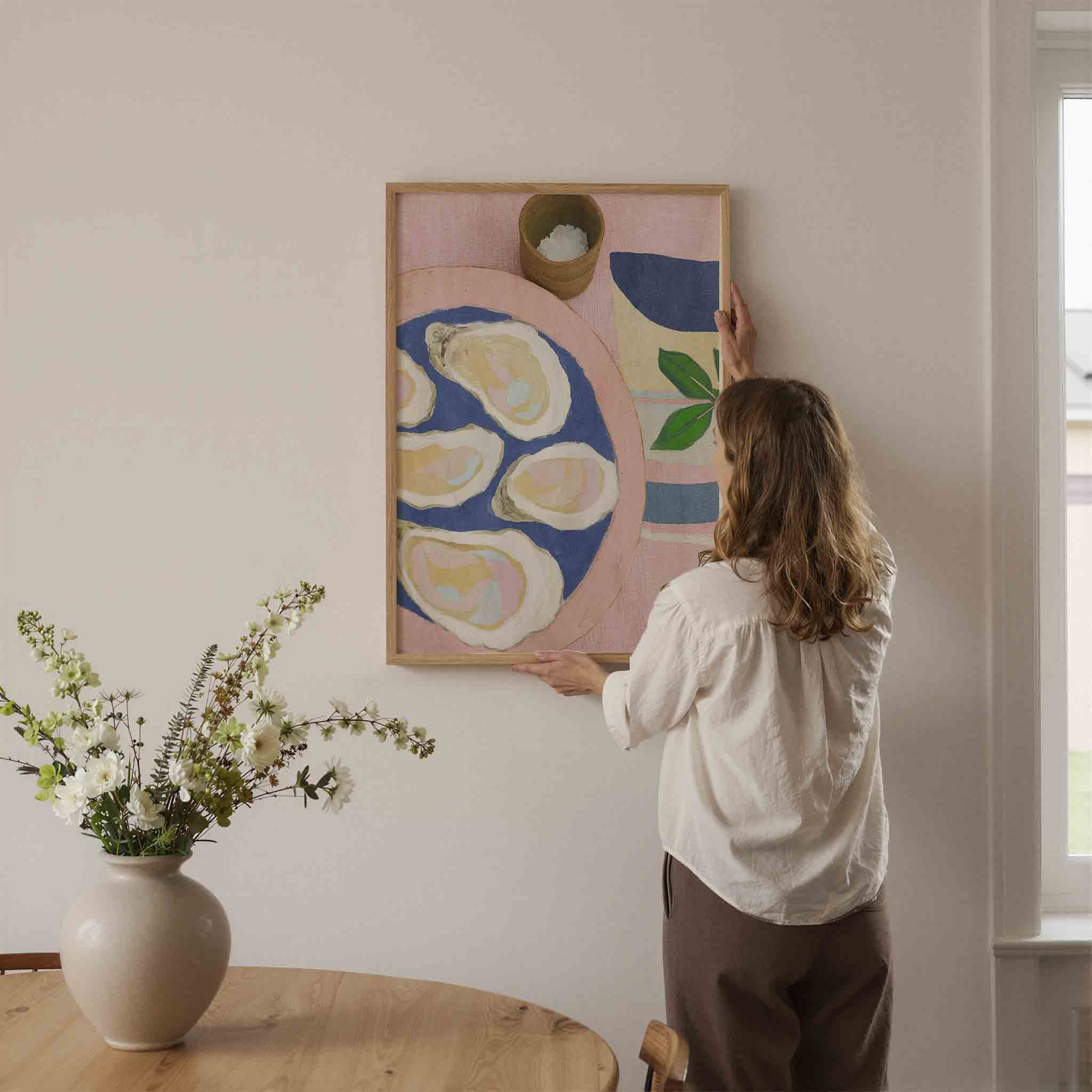 Oesters op bord Poster