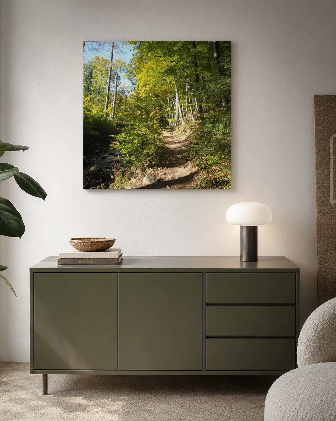 Boswandeling in zonlicht Kunstwerk