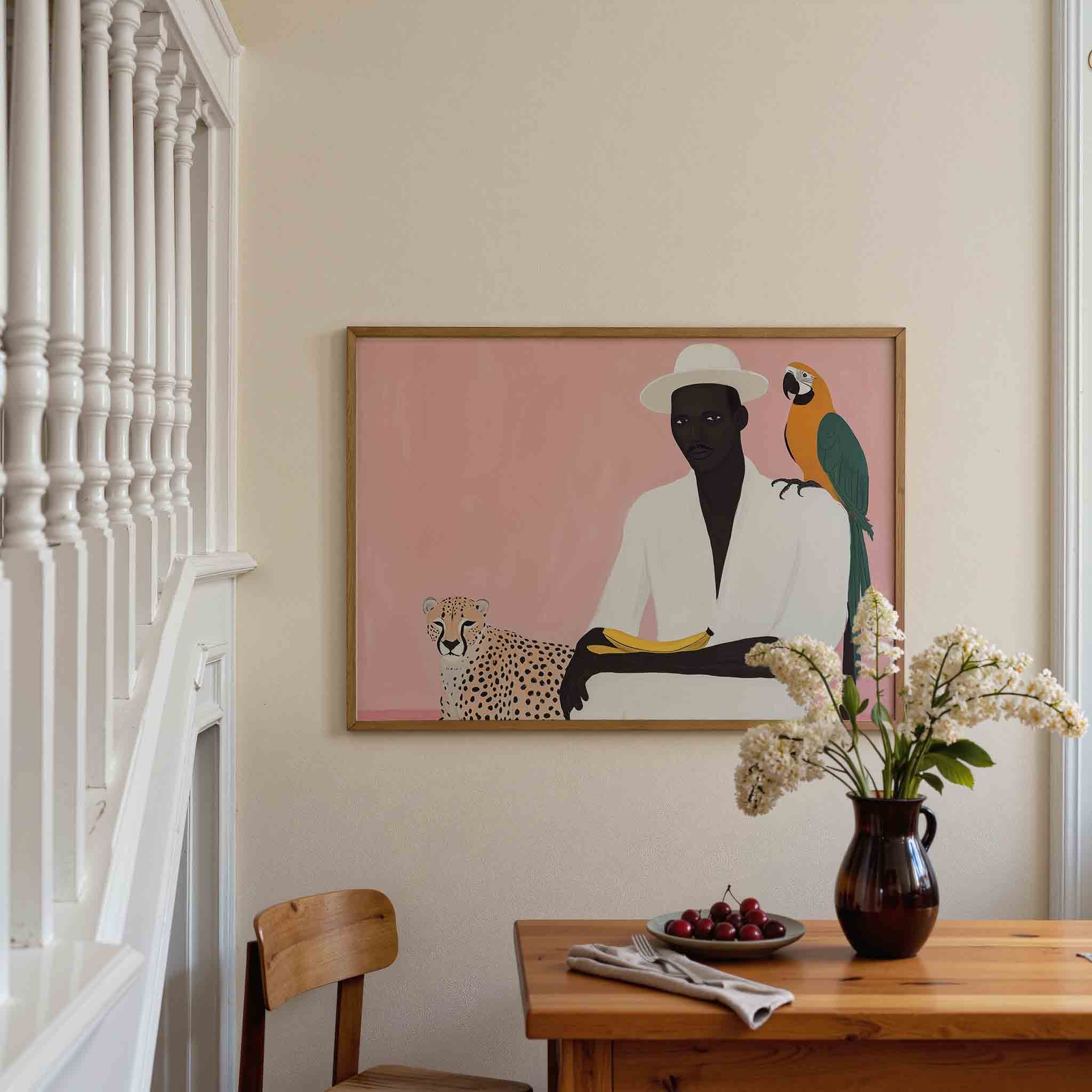 Man met hoed en dieren Poster