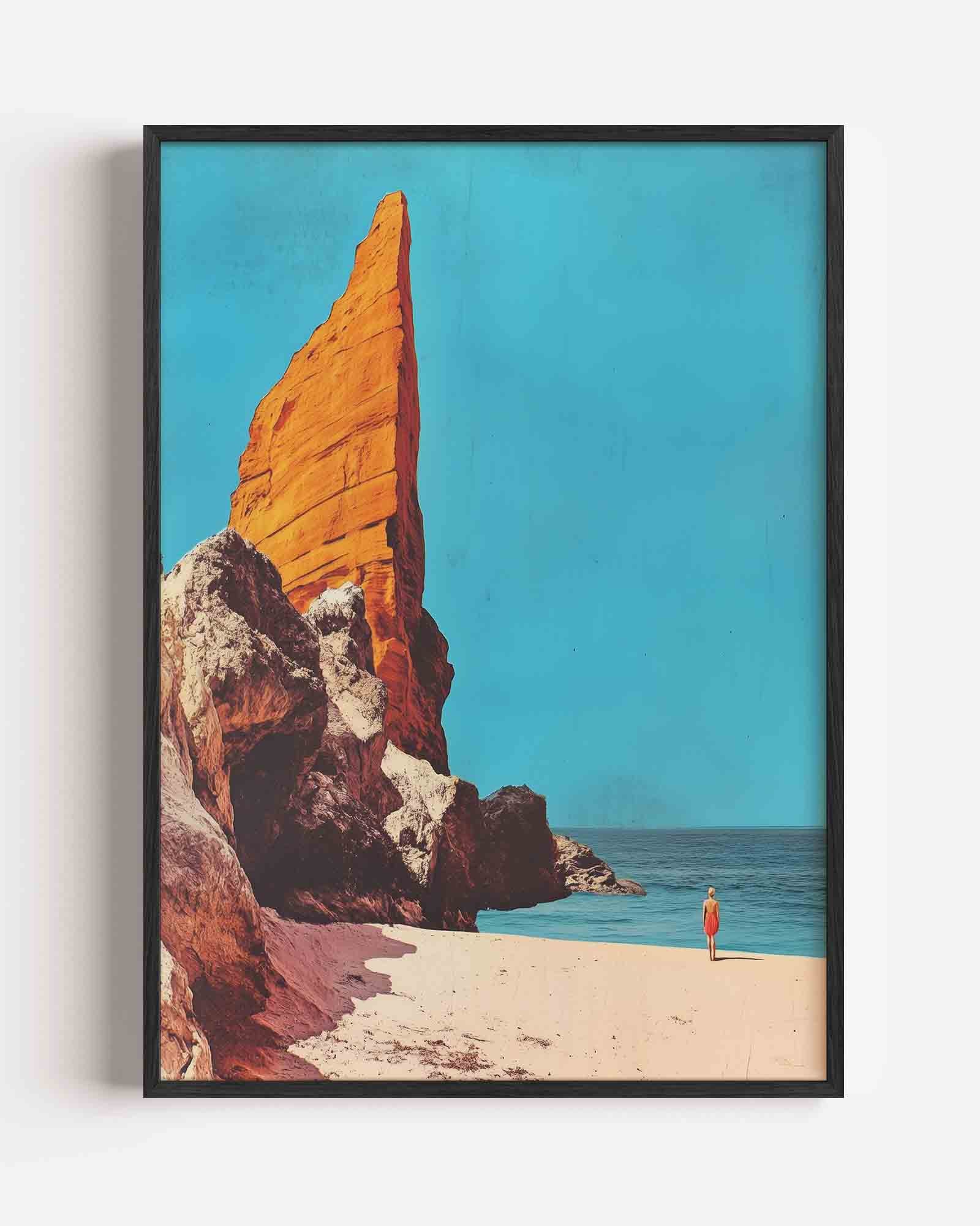 Rotsformatie en strand Poster
