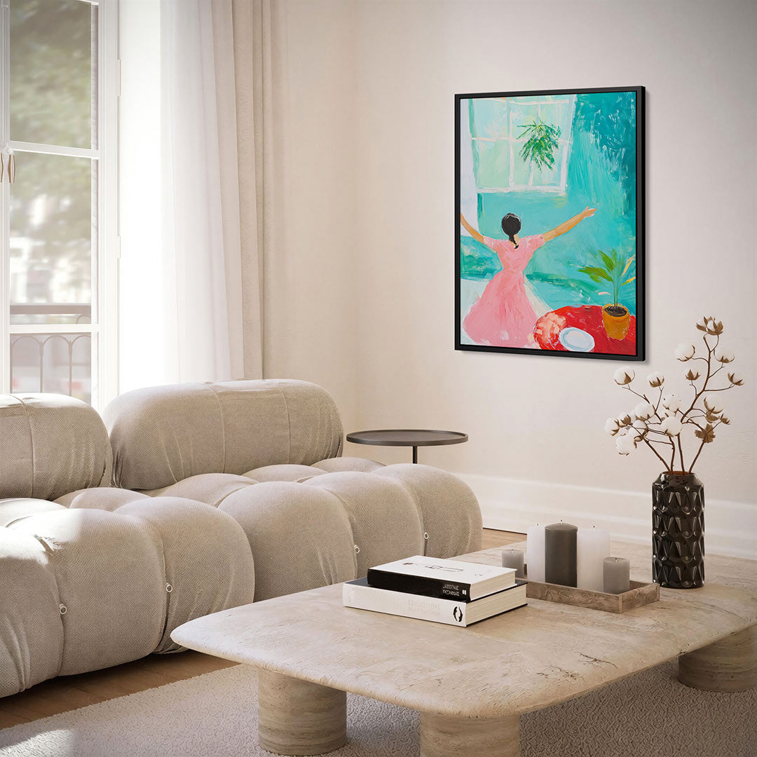 Vrolijke interieur scène Kunstwerk
