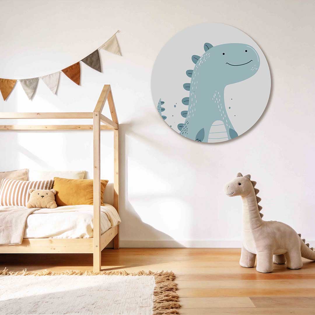 Blauwe dinosaurus Muurcirkel