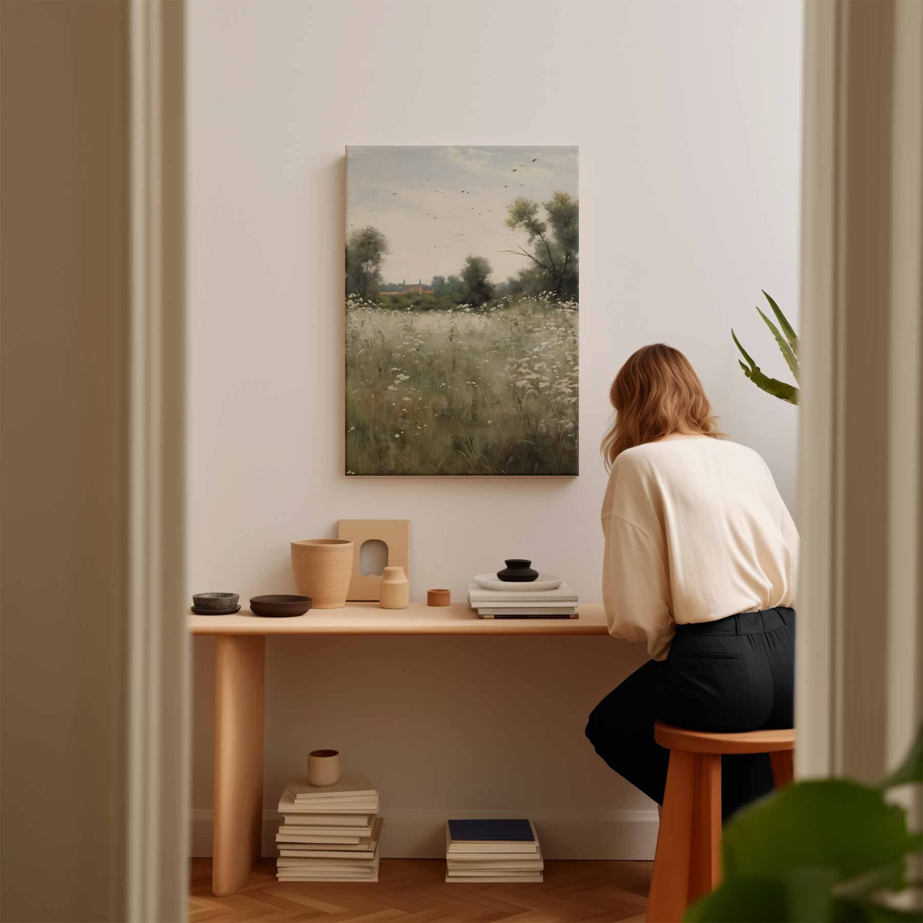 Rustgevend Veldlandschap Kunstwerk-canvas-dibond-plexiglas-wanddecoratie-WallArtistic