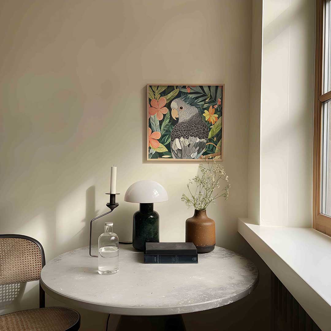 Papegaai en bloemen Poster