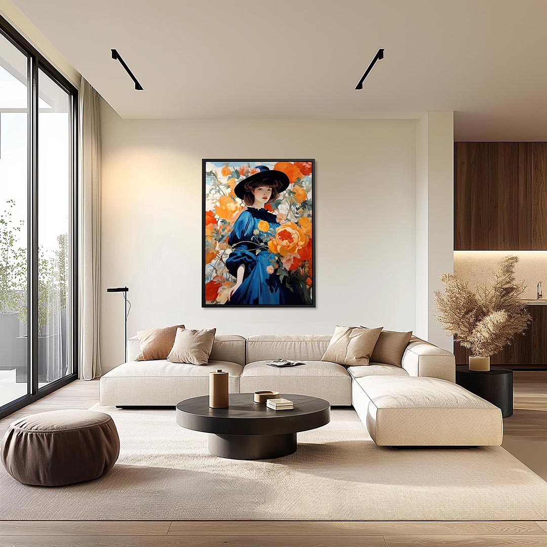 Vrouw met bloemen Kunstwerk
