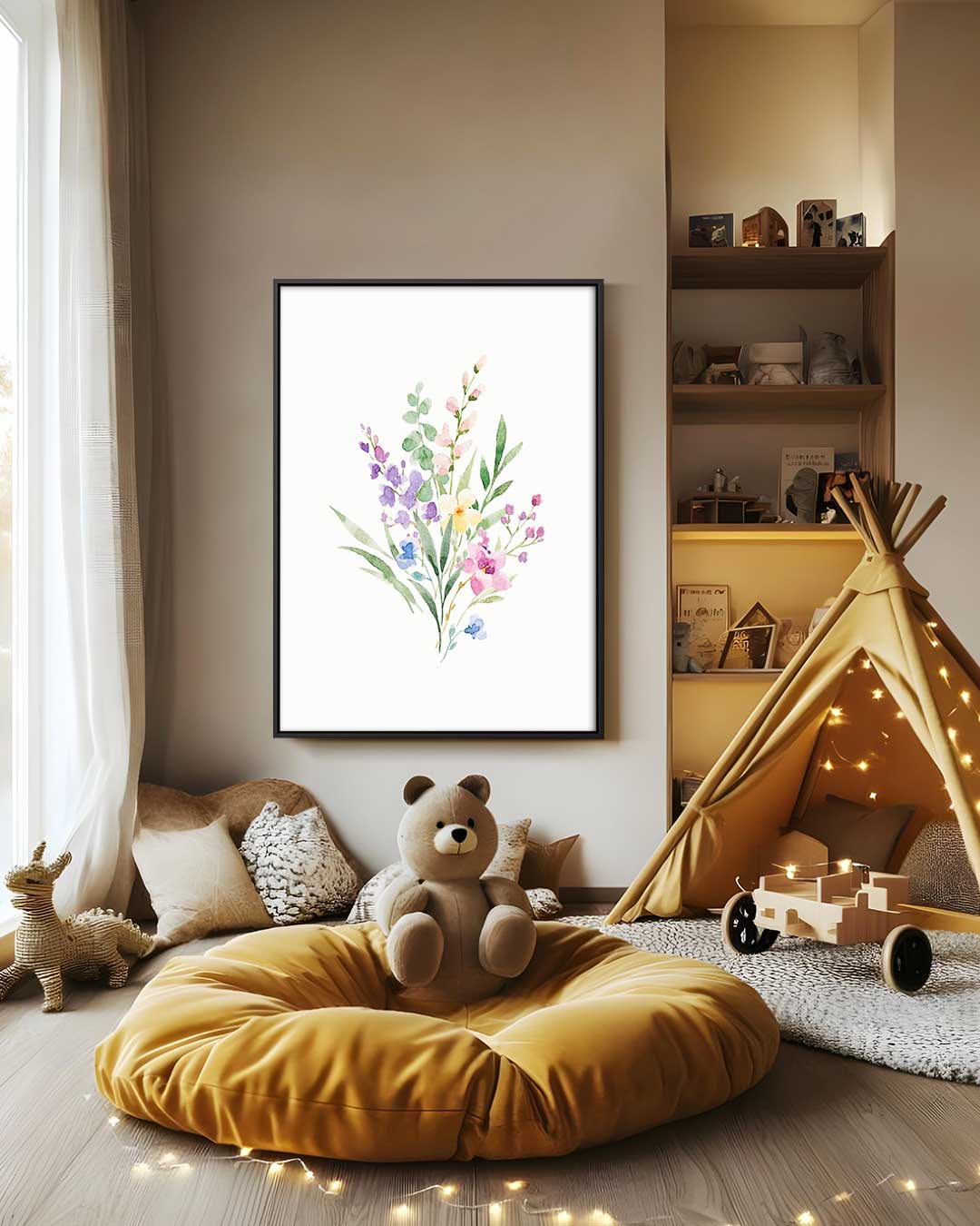 Zomerse Bloemenpracht in Aquarel Kunstwerk-canvas-dibond-plexiglas-wanddecoratie-WallArtistic