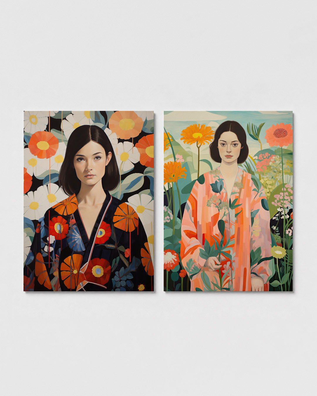 Bloemen en portret Posterset