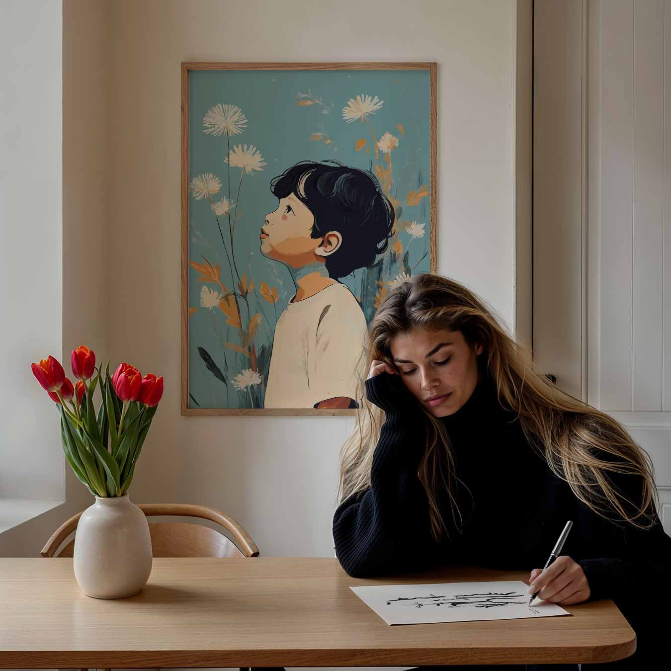 Dromerige Bloemen Jongensposter-WallArtistic