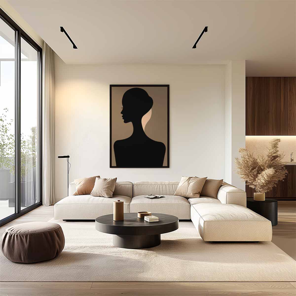 Elegante Silhouet in Profiel Kunstwerk-canvas-dibond-plexiglas-wanddecoratie-WallArtistic