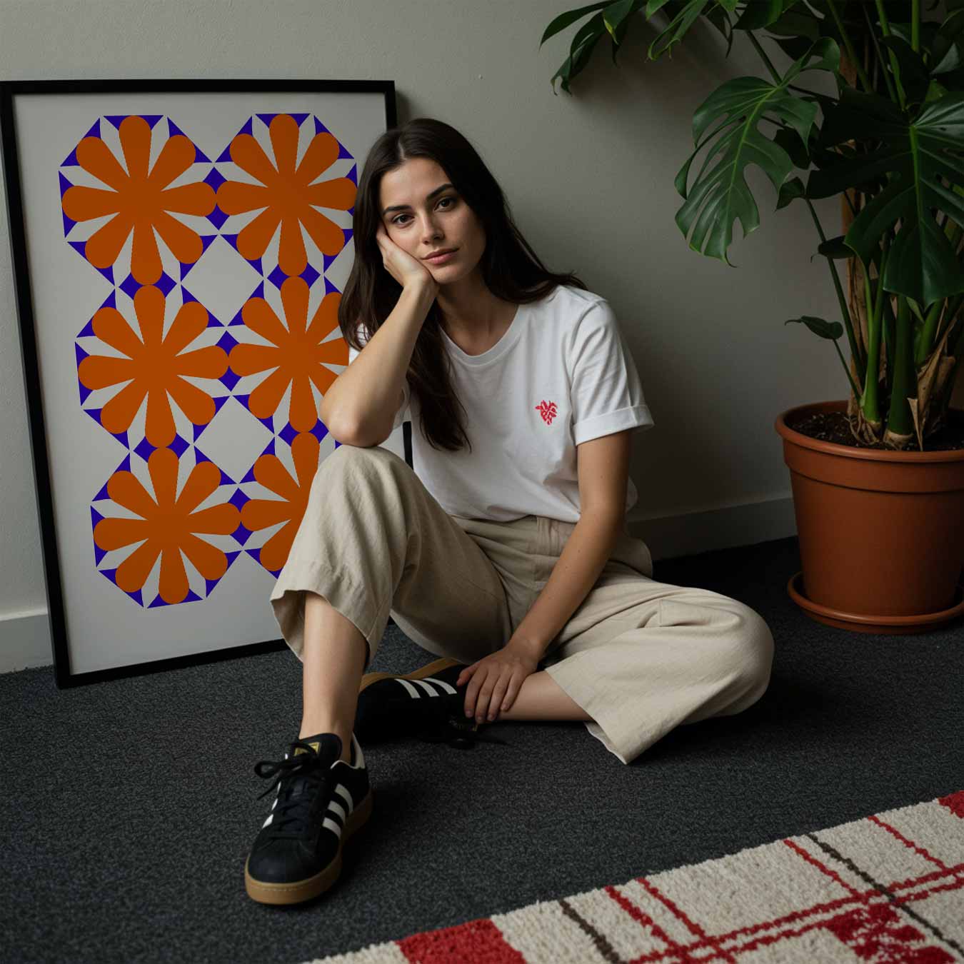 Retro Bloemenpatroon Poster-WallArtistic