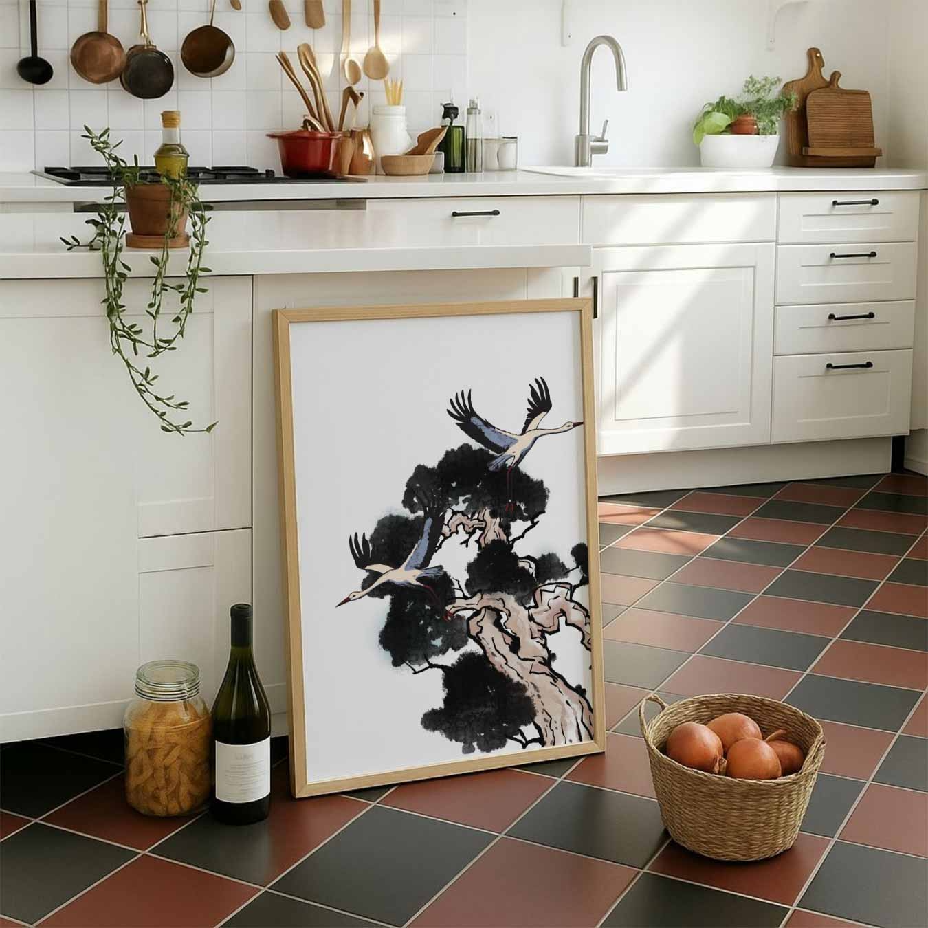 Kraanvogels in de Boom Poster-WallArtistic