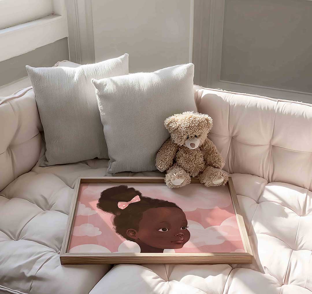 Meisje met roze strik Poster