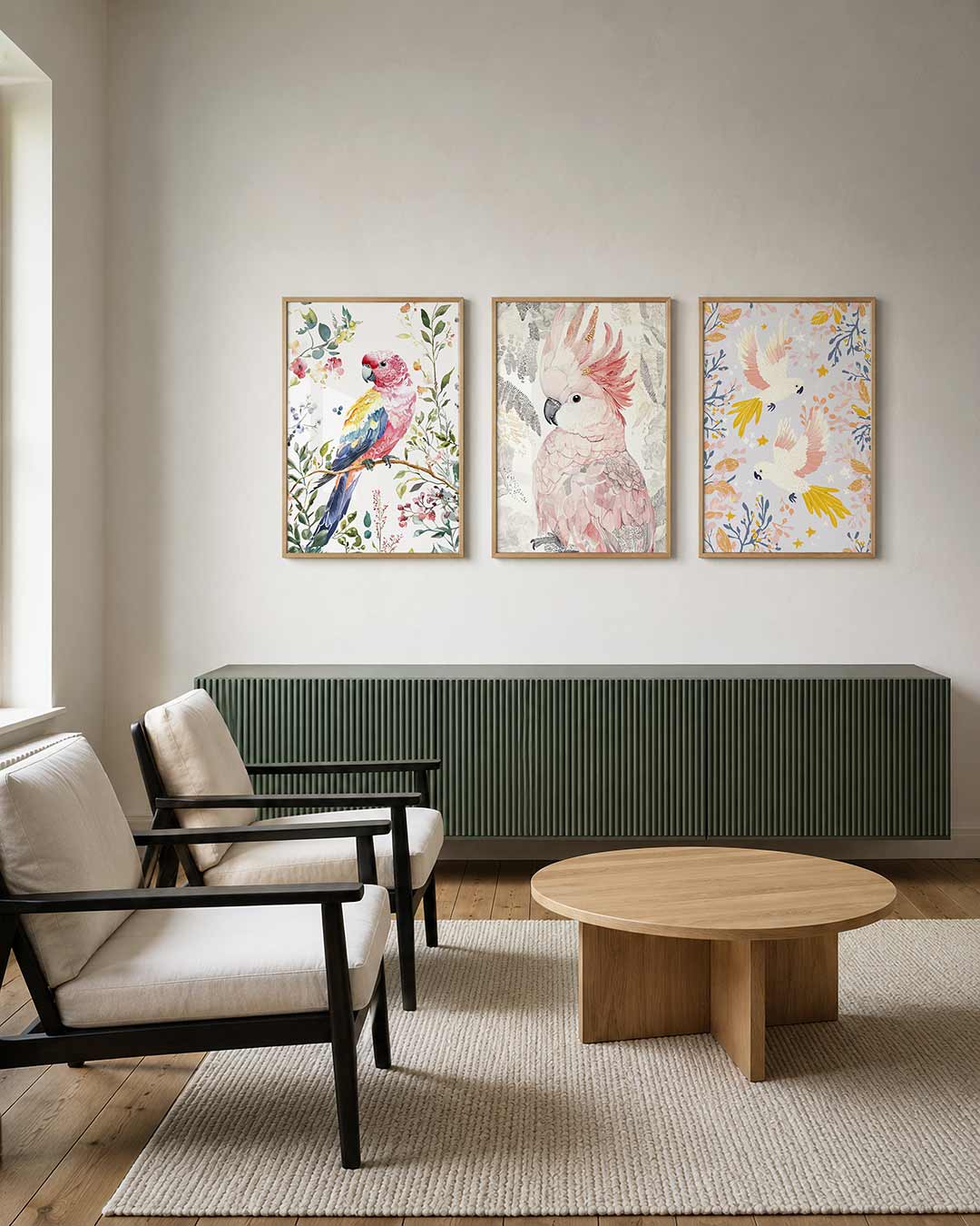 Vogel en bloemen Posterset