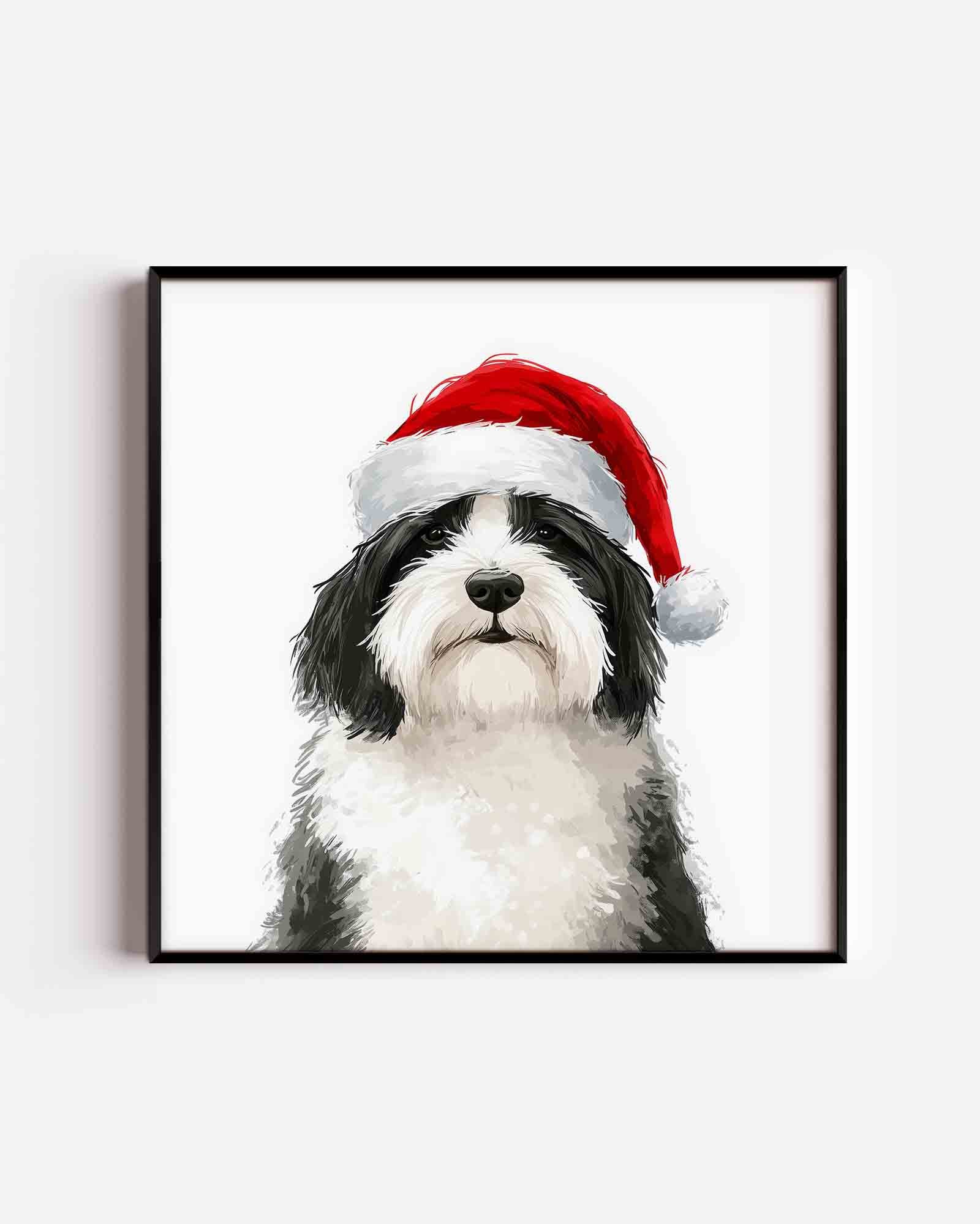 Hond met kerstmuts Poster