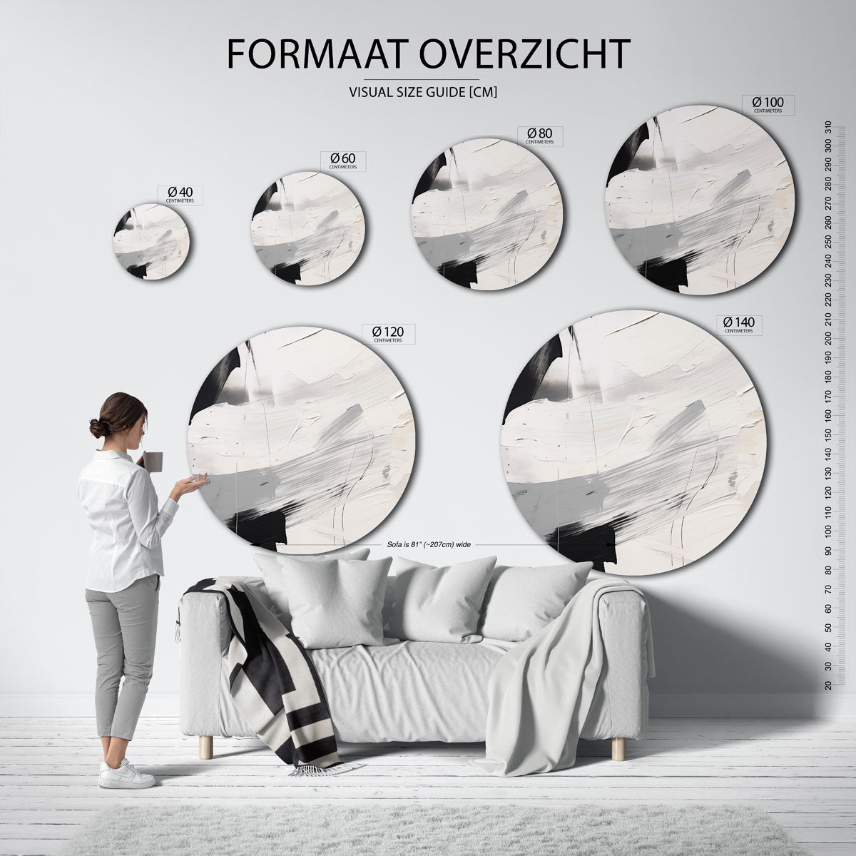 Abstracte zwart wit Muurcirkel
