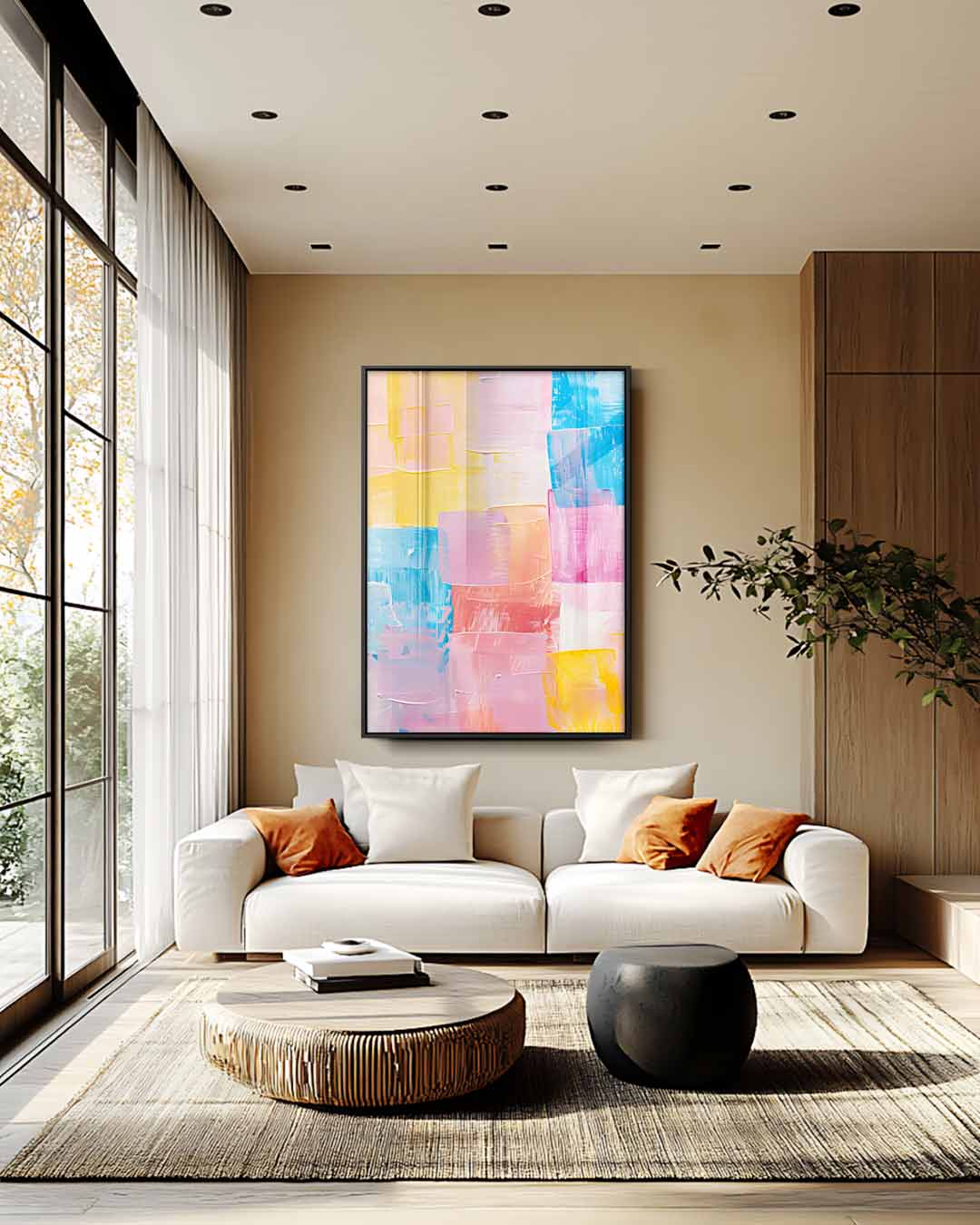 Vrolijke Kleurenmix Kunstwerk-canvas-dibond-plexiglas-wanddecoratie-WallArtistic