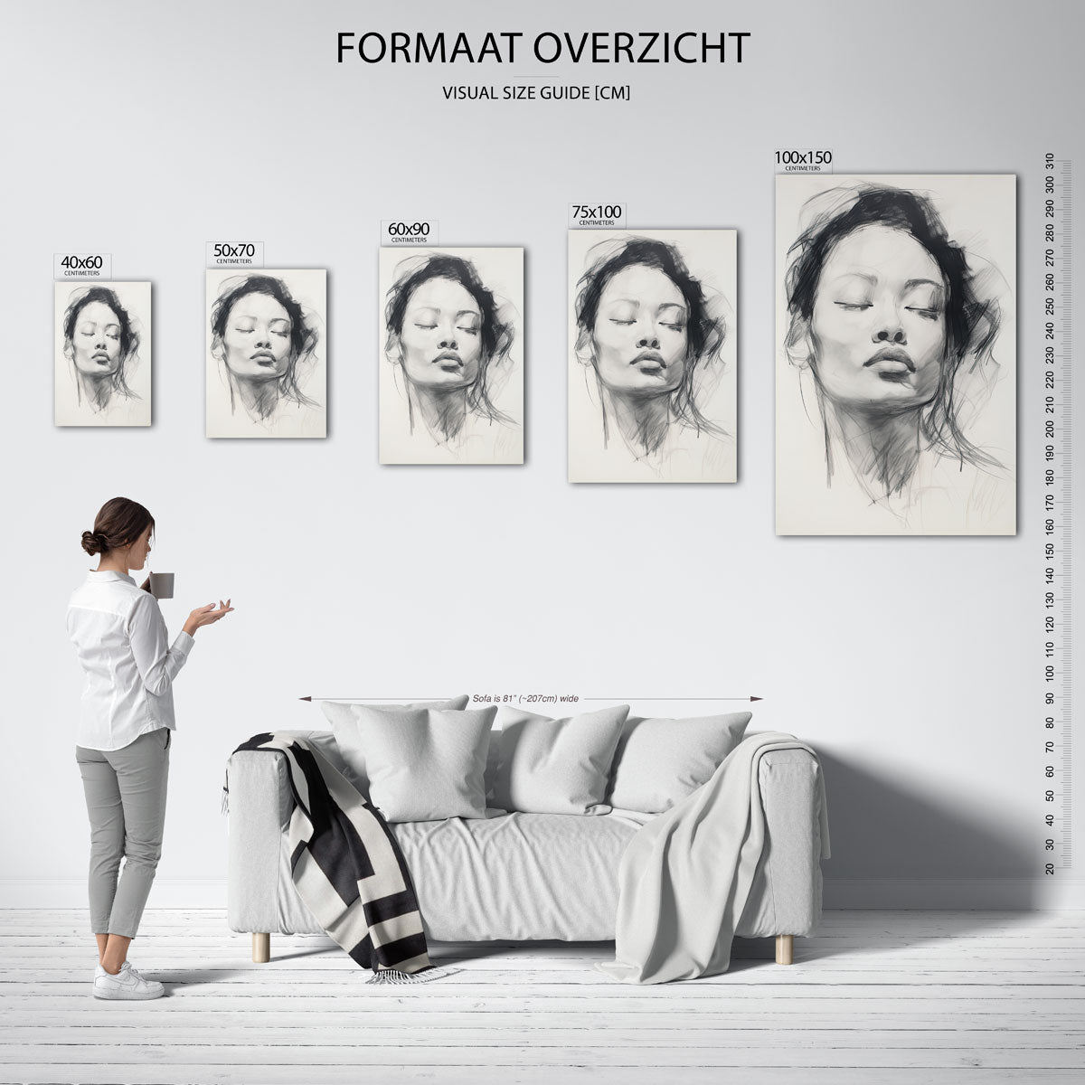 Dromerige lijntekening Kunstwerk