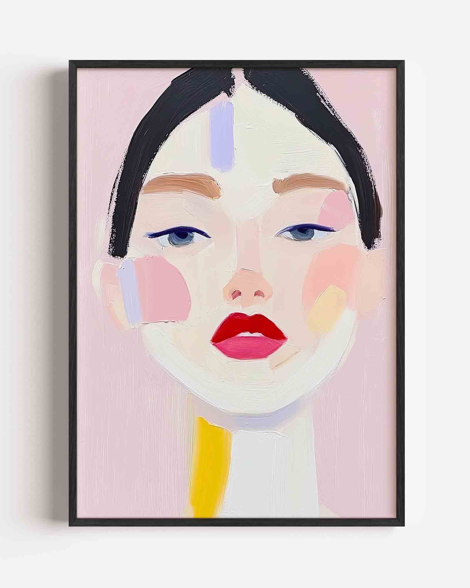 Portret met rode lippen Poster