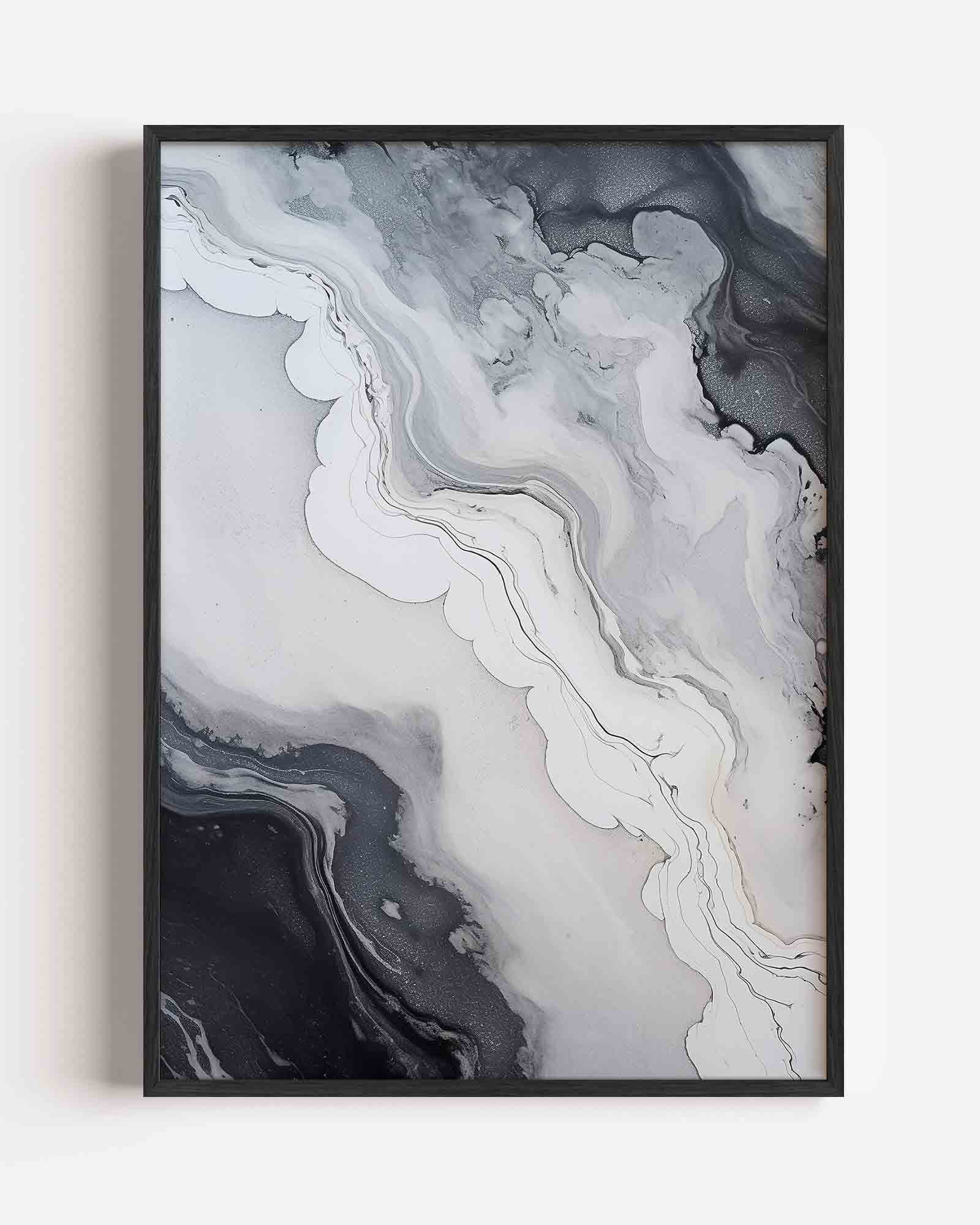 Zwart wit marmer effect Poster