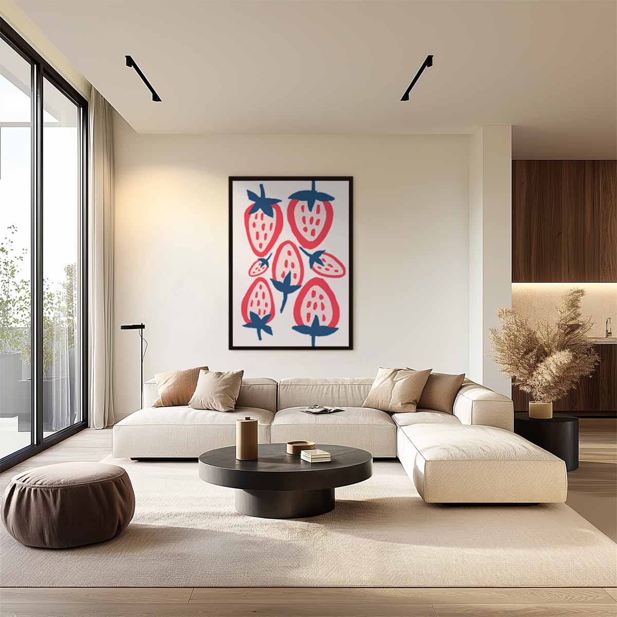 Mooie Aardbeien Patroon Kunstwerk-canvas-dibond-plexiglas-wanddecoratie-WallArtistic