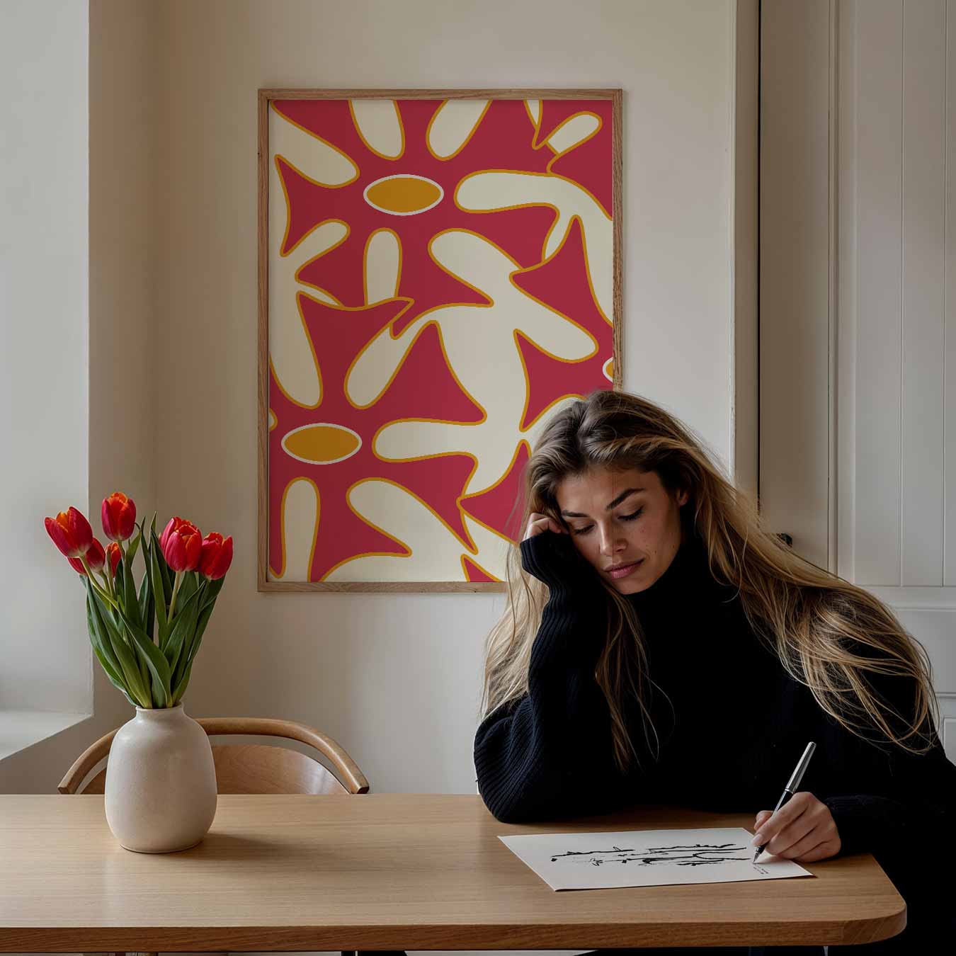 Vrolijke Bloemenpatroon Poster-WallArtistic