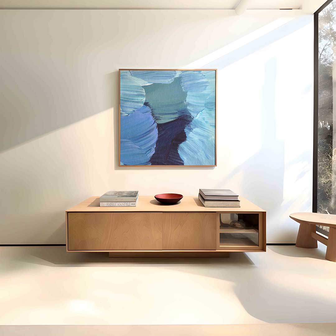 Blauwe penseelstreken Poster