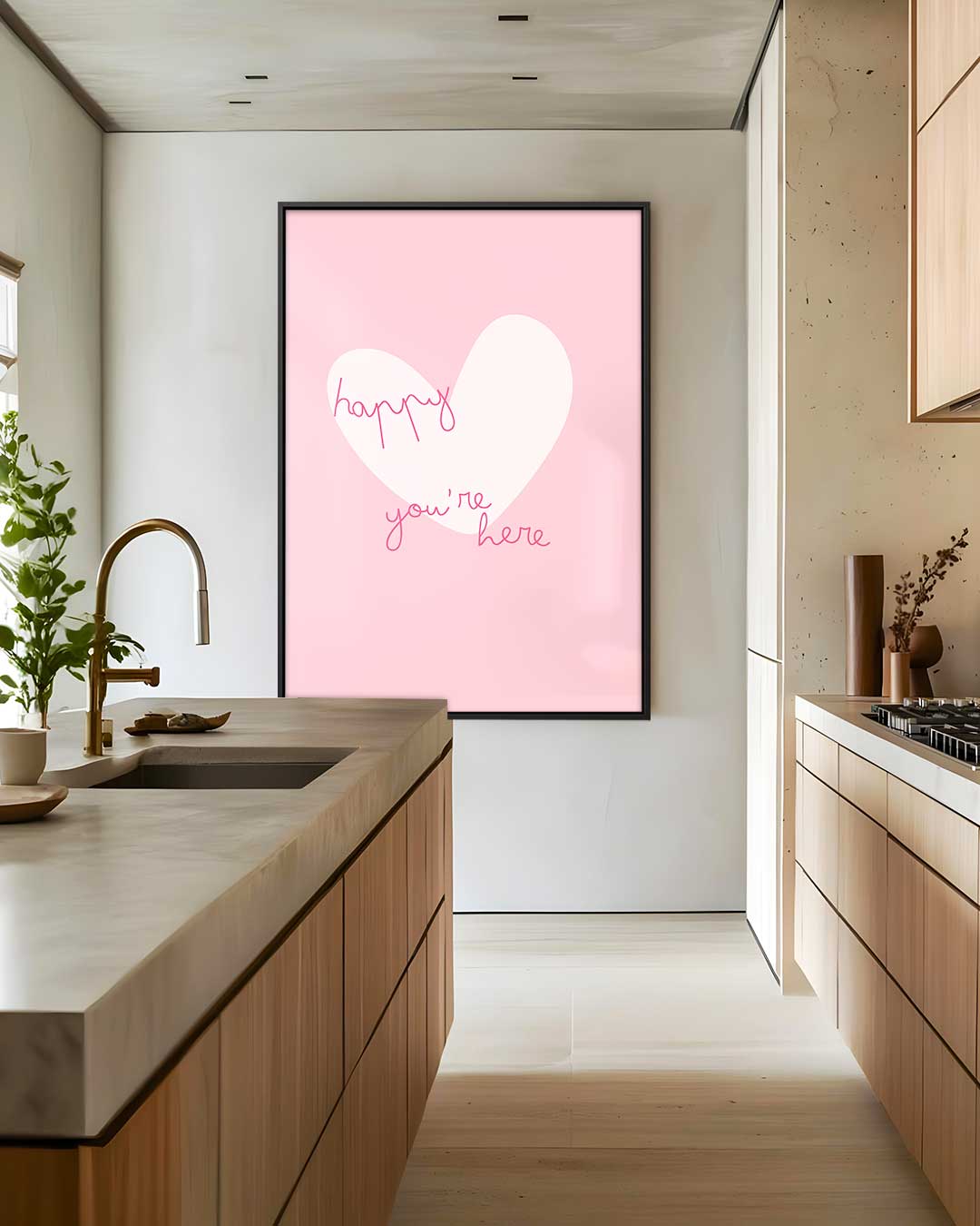 Welkomsthart in Roze Kunstwerk-canvas-dibond-plexiglas-wanddecoratie-WallArtistic