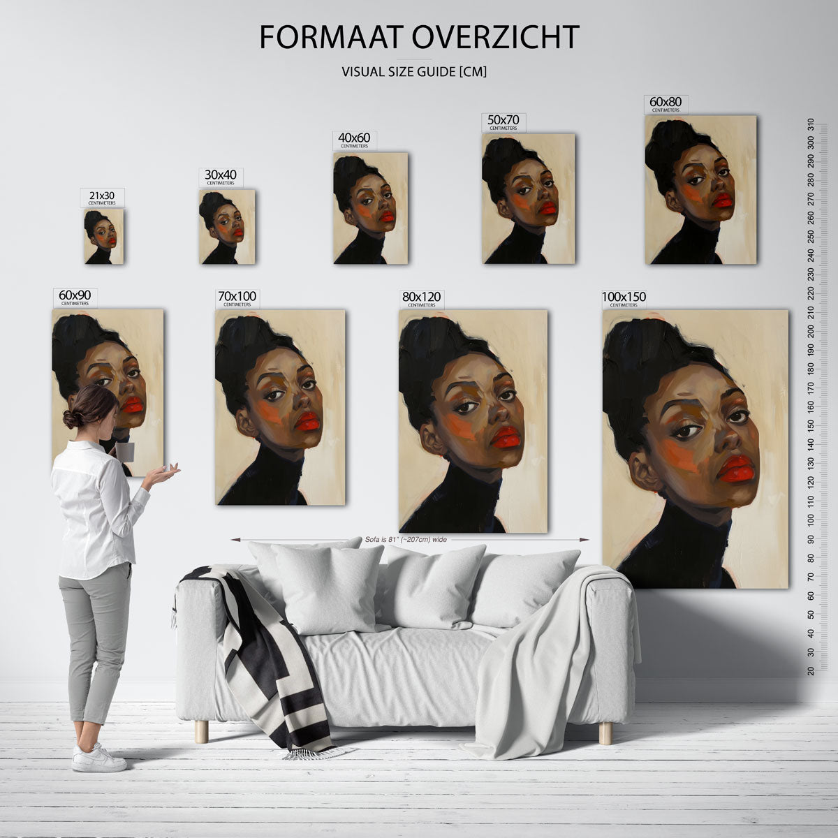 Portret met rode lippen Poster