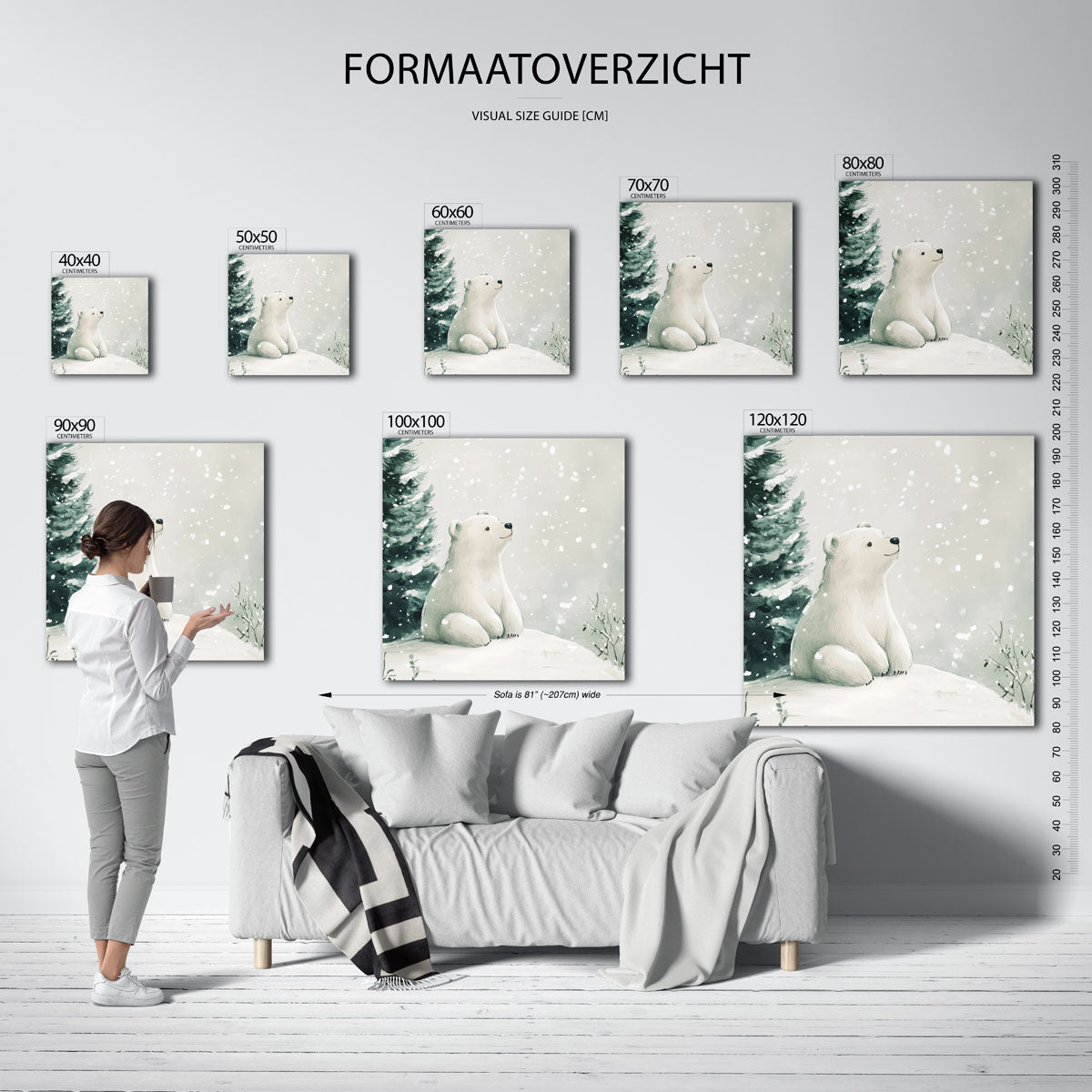 Witte beer in sneeuw Poster