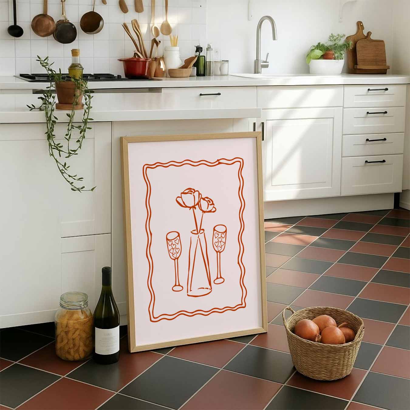 Romantische Bloemen en Hartjes Poster-WallArtistic