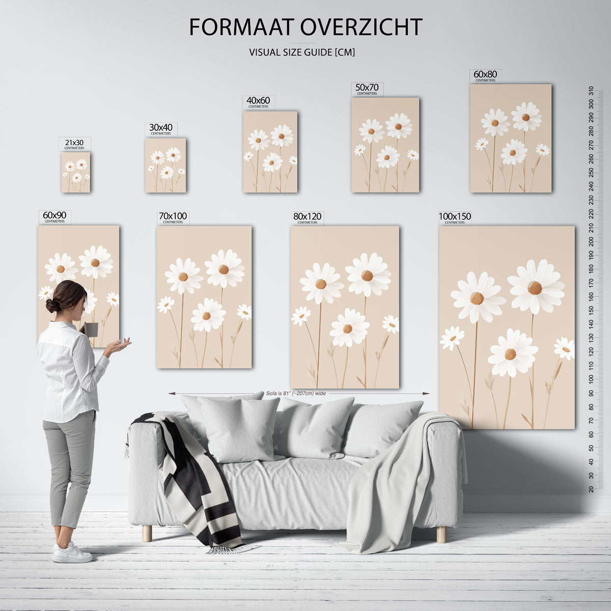 Witte bloemen Poster