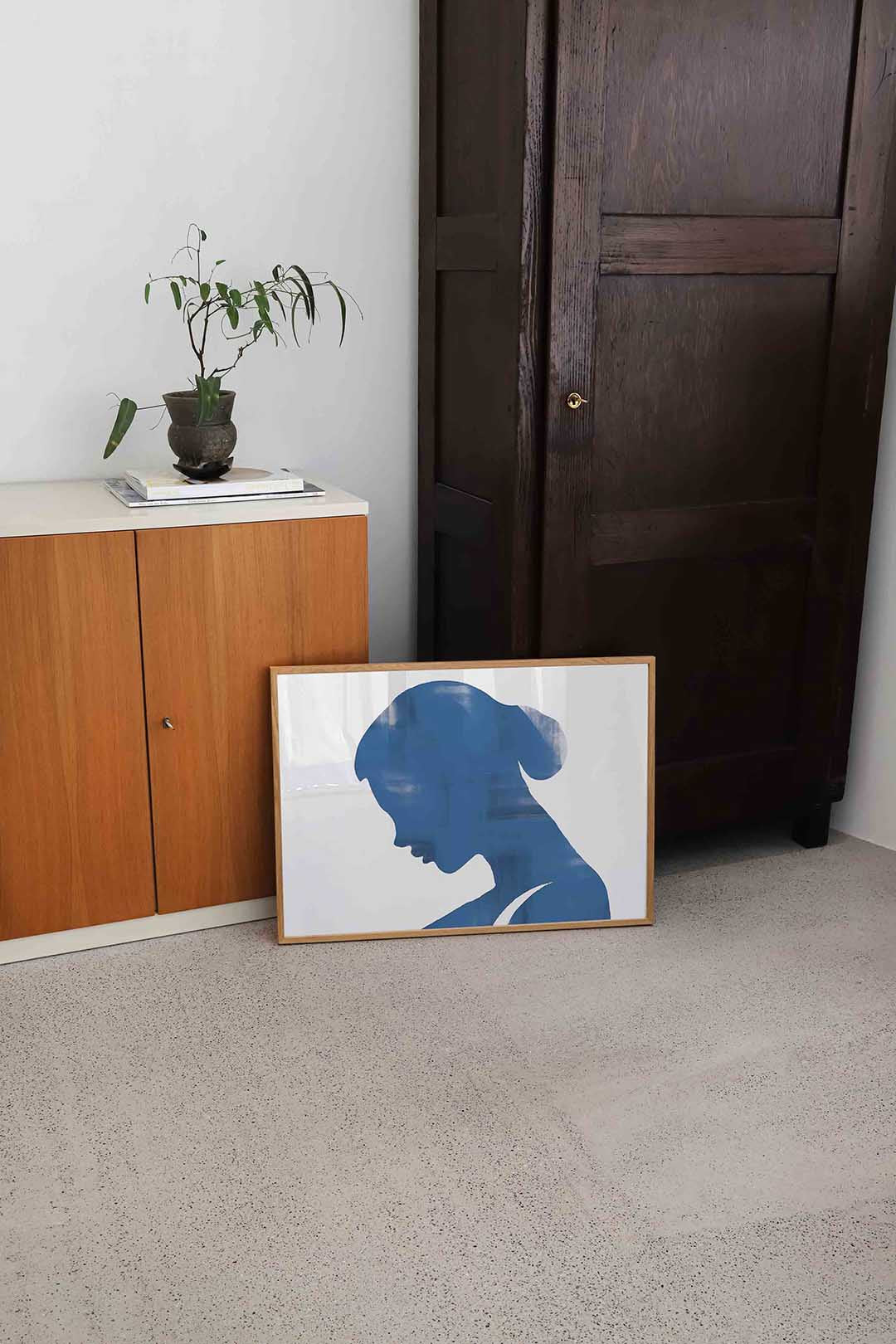 Blauw silhouet Poster