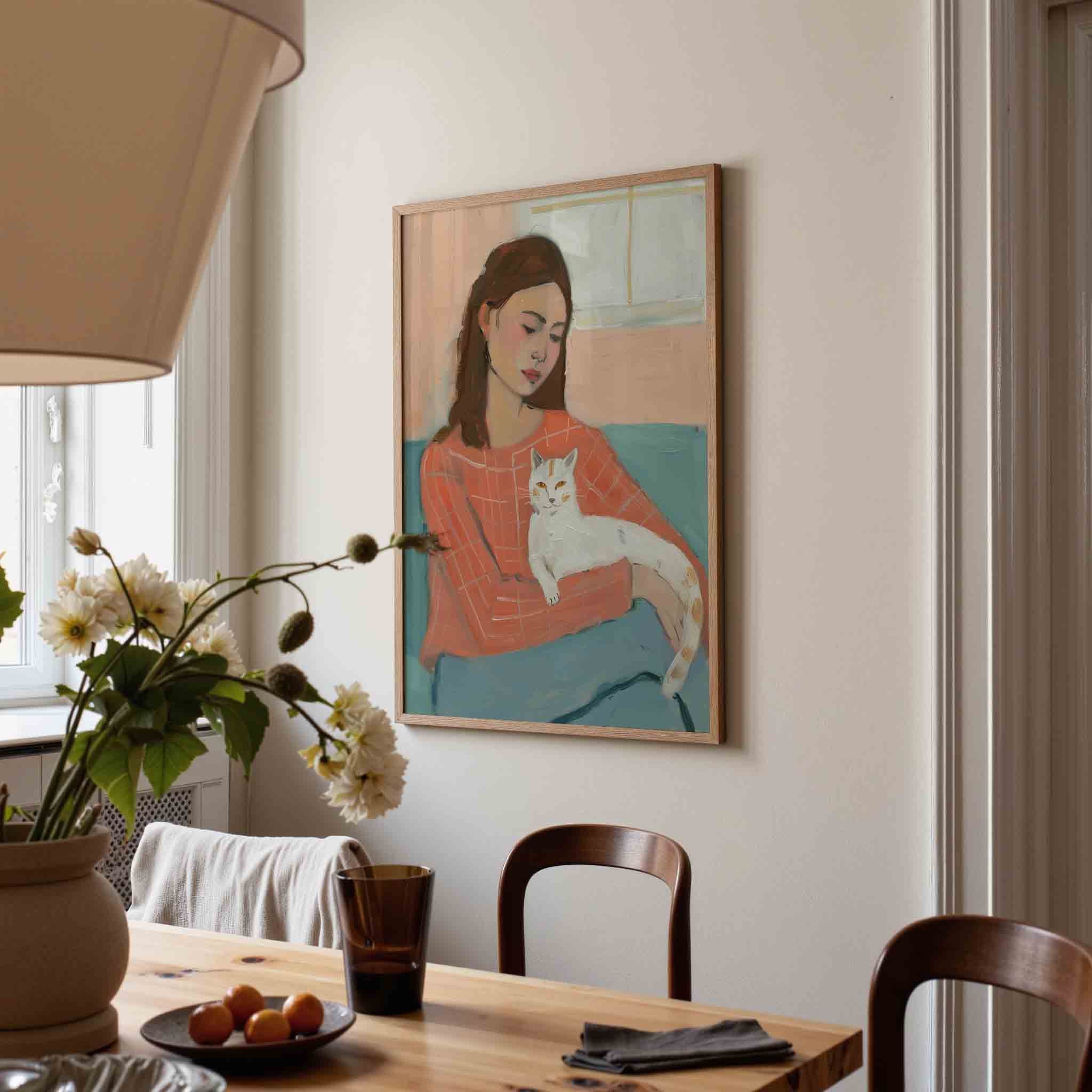 Vrouw met kat Poster
