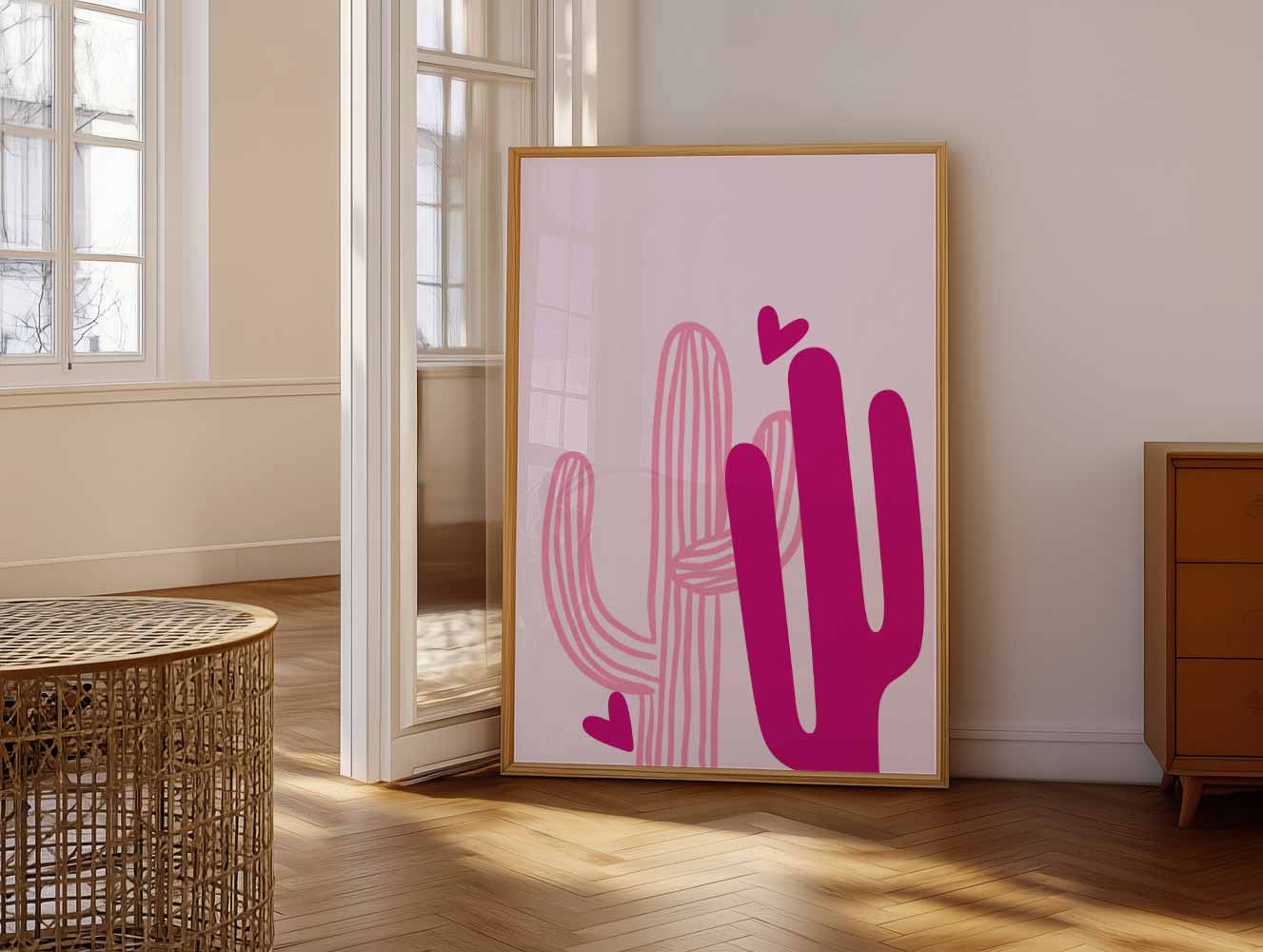 Vrolijke Cactus Harten Poster-WallArtistic