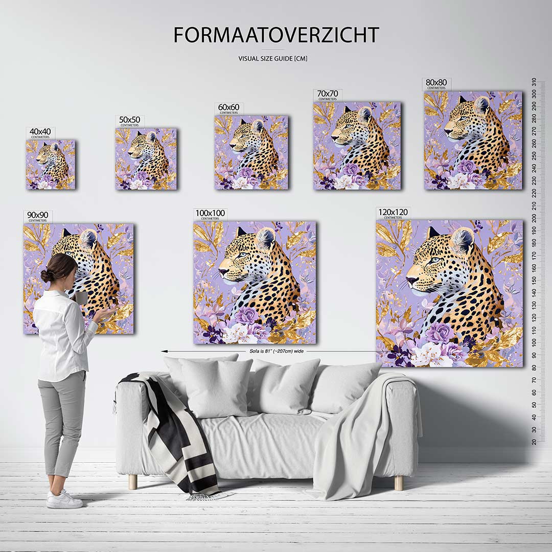 Luipaard met bloemen Kunstwerk