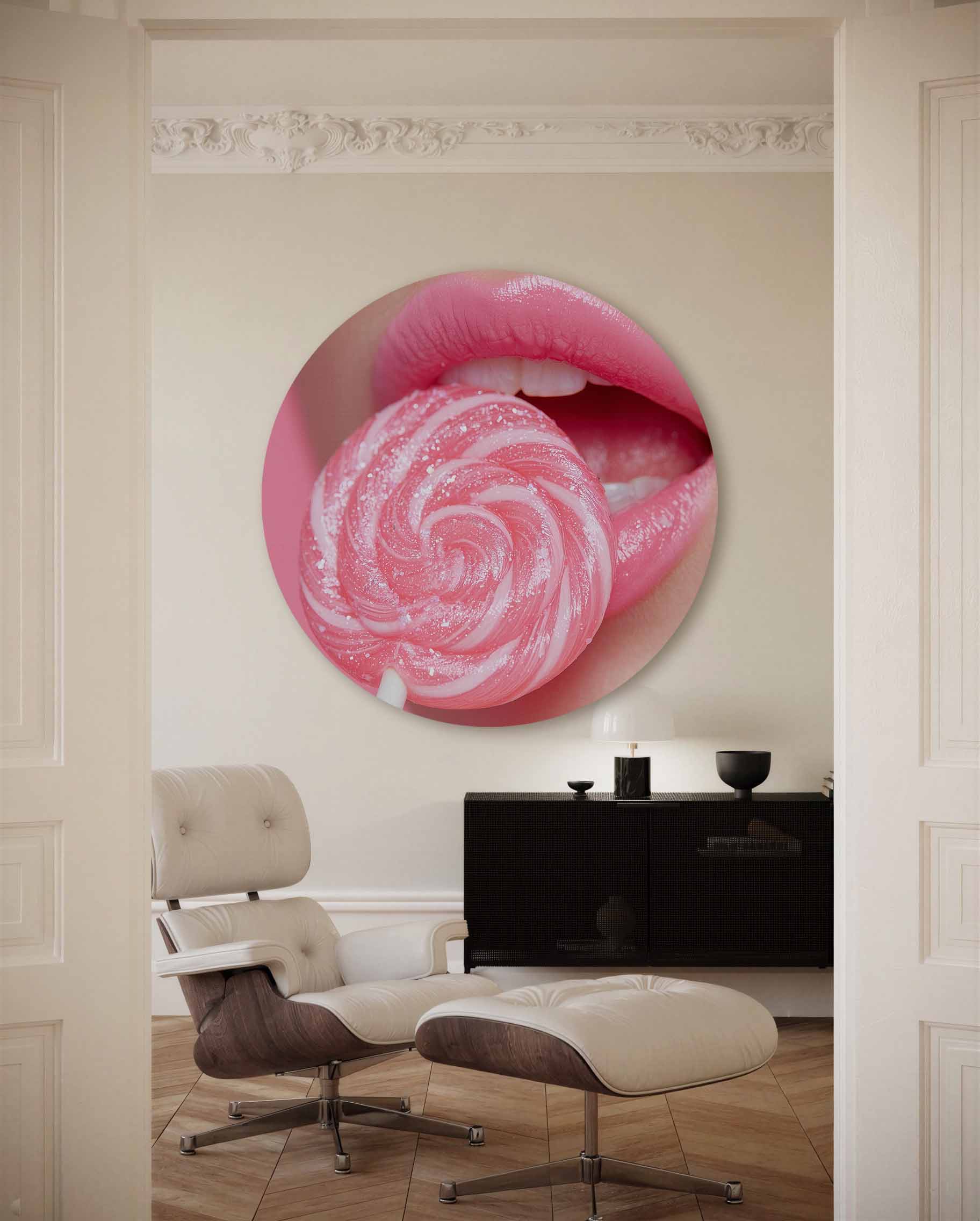 Roze lolly en lippen Muurcirkel