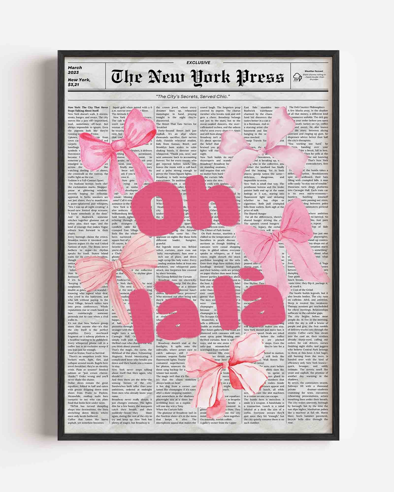 Roze strikken en tekst Poster