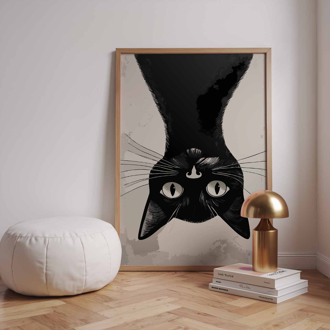 Schattige Omgekeerde Kat Poster-WallArtistic