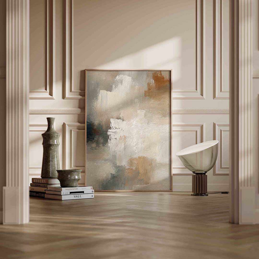 Abstracte beige en grijze Poster
