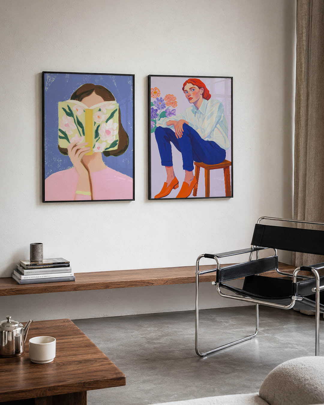 Bloemen en lezen Posterset