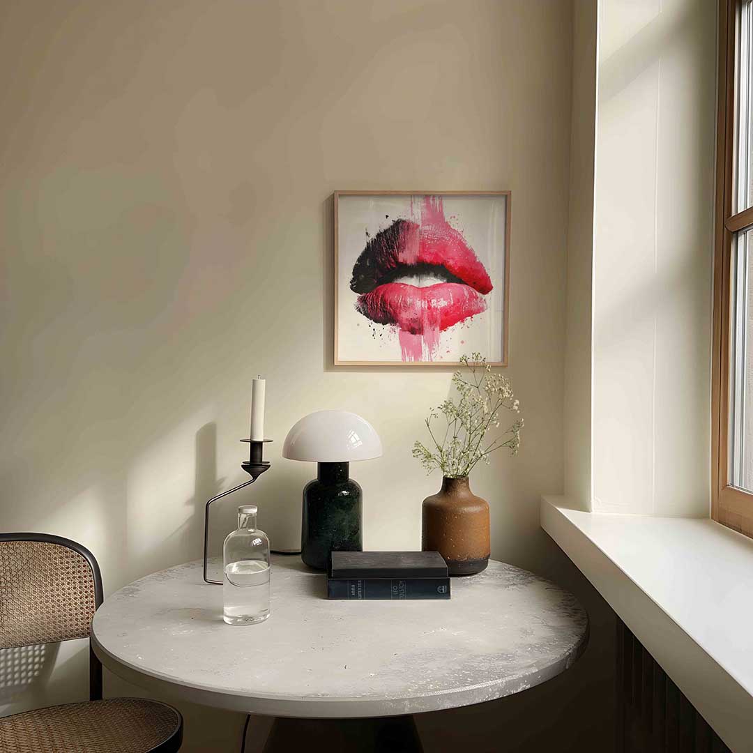 Lippen in zwart en roze Poster
