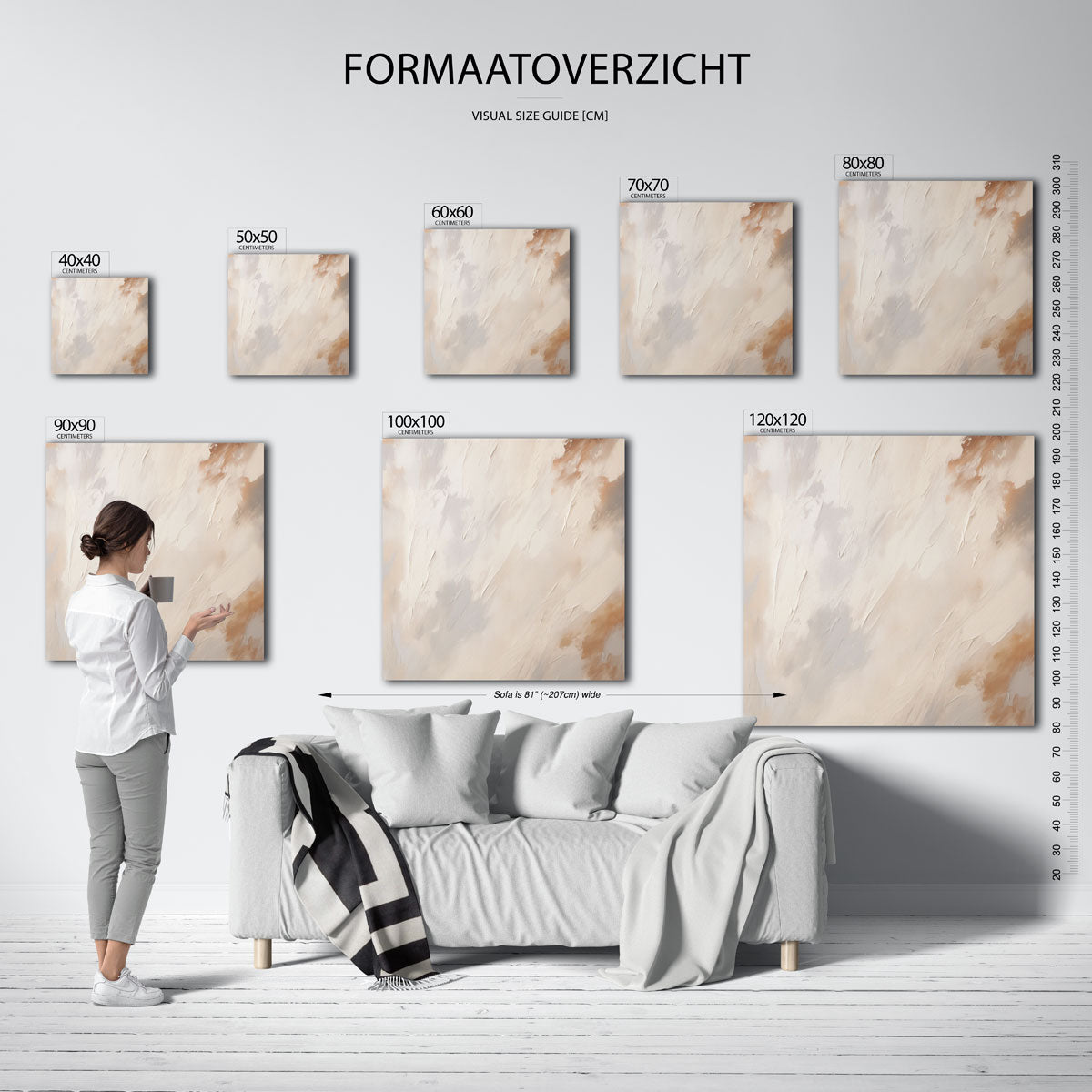 Abstracte beige en grijze Poster