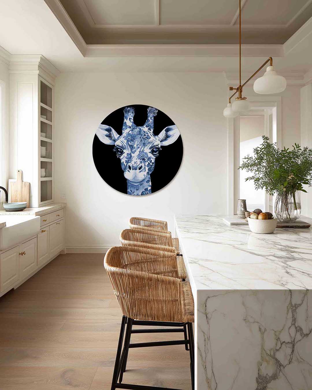 Blauwe giraffe Muurcirkel