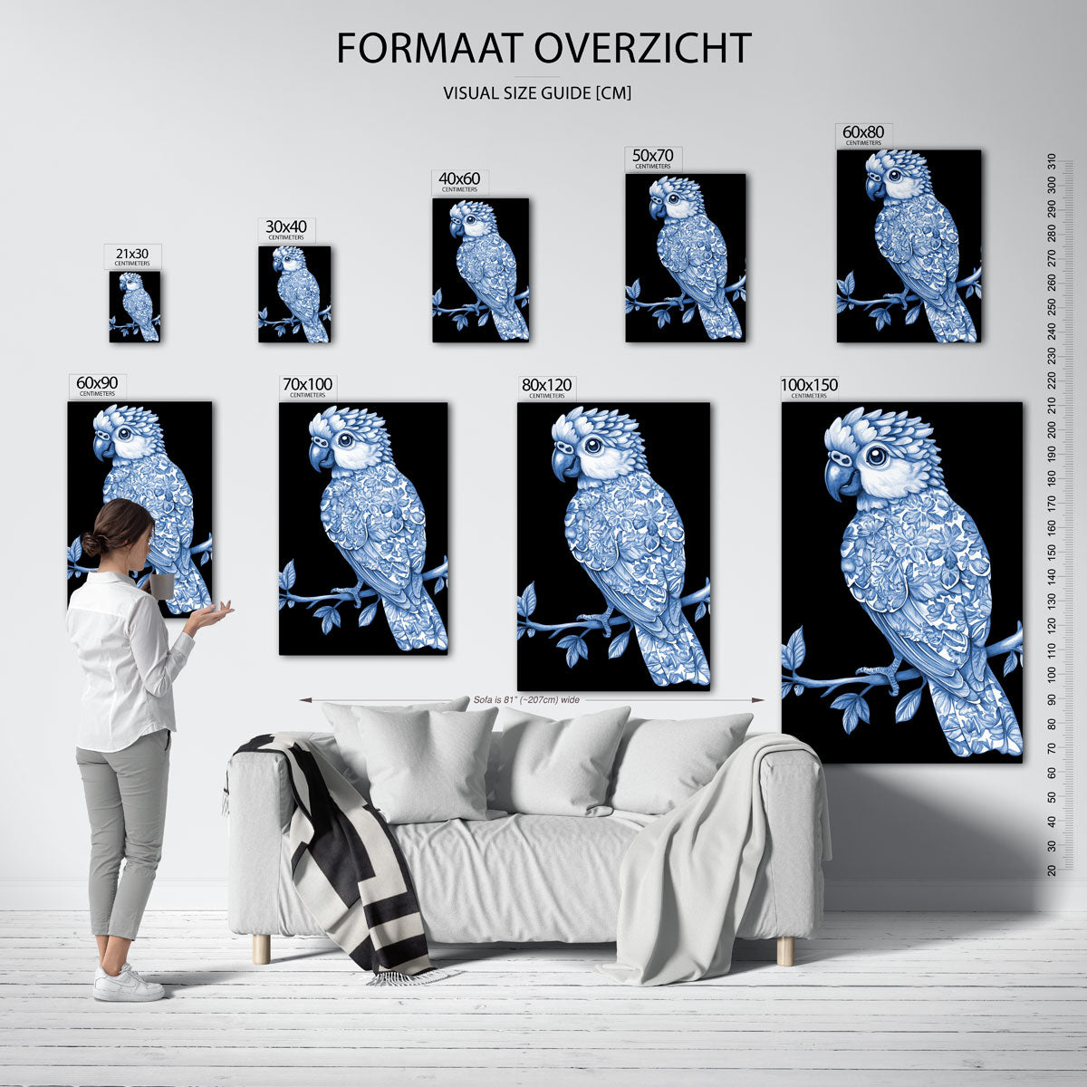 Papegaai met bloemen Poster