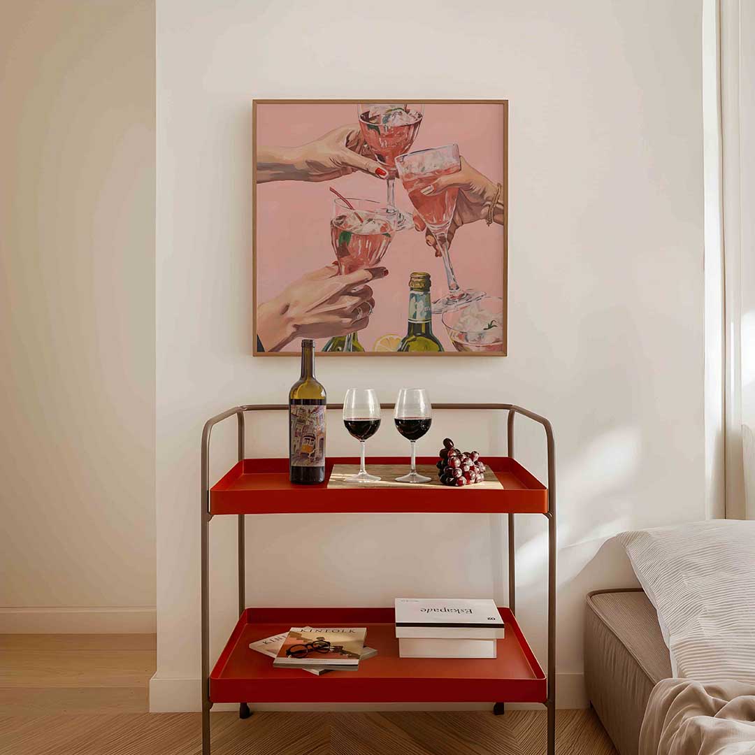 Drie glazen met roze drank Poster